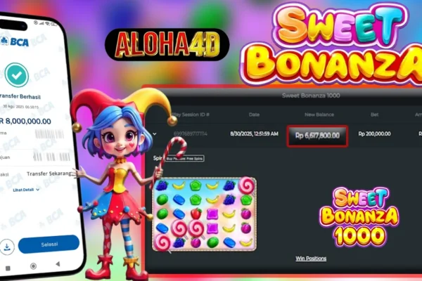 ALOHA4D JACKPOT SLOT SWEET BONANZA 1000 Rp8.000.000,- LUNAS