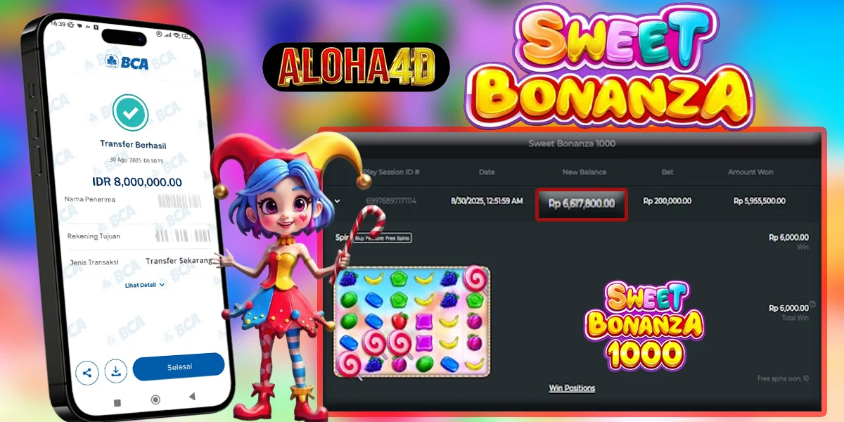 ALOHA4D JACKPOT SLOT SWEET BONANZA 1000 Rp8.000.000,- LUNAS