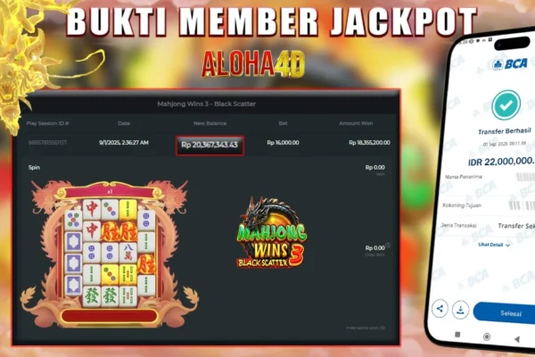 ALOHA4D JACKPOT SLOT MAHJONG WINS 3 Rp22.000.000,- LUNAS
