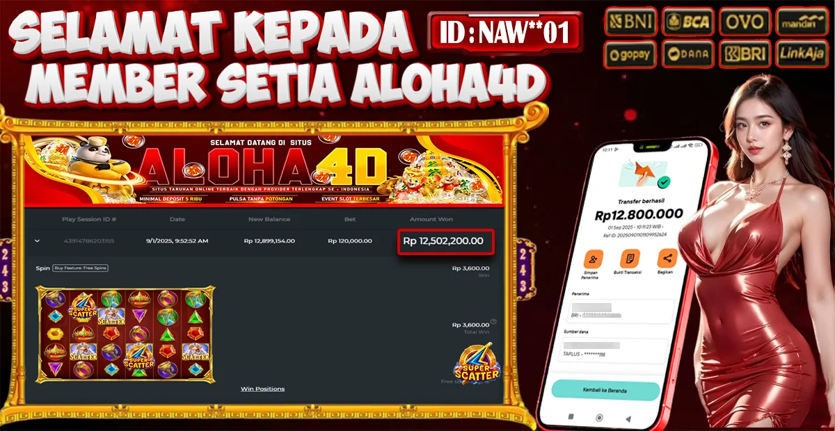 ALOHA4D JACKPOT SLOT GATES OF OLYMPUS SUPER SCATTER Rp12.800.000,- LUNAS