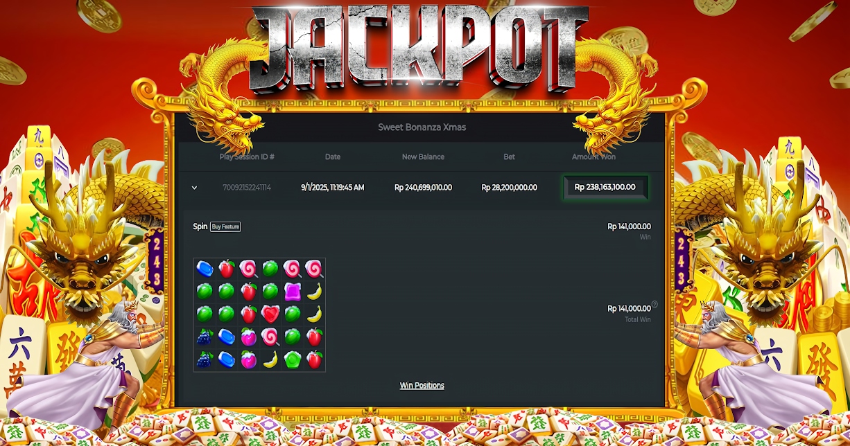 ALOHA4D JACKPOT SLOT SWEET BONANZA XMAS Rp238.000.000,- LUNAS