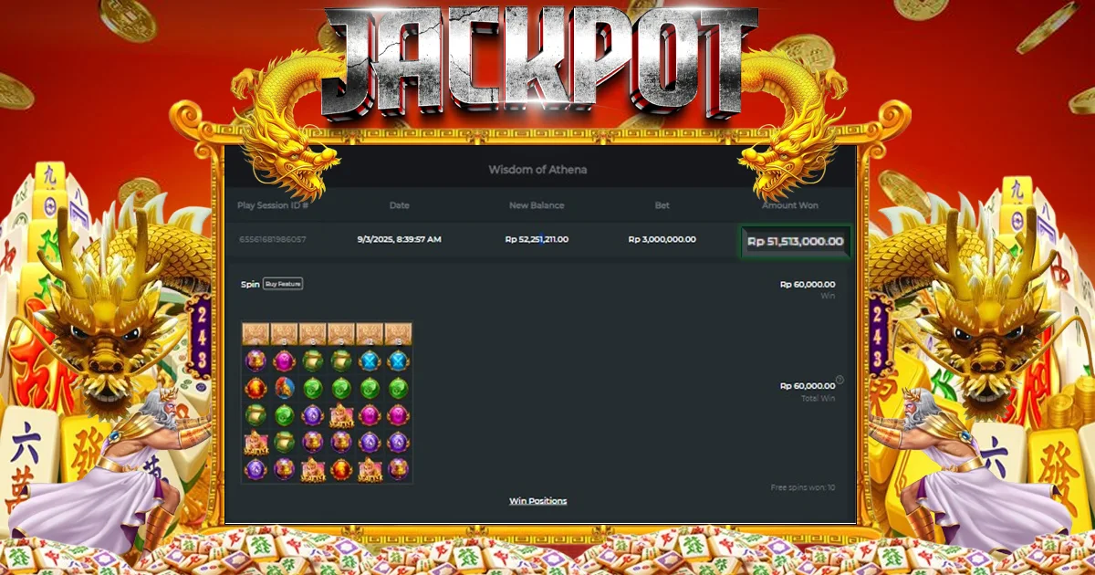 ALOHA4D JACKPOT SLOT WISDOM OF ATHENA Rp51.000.000,- LUNAS