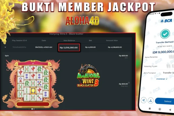 ALOHA4D JACKPOT SLOT MAHJONG WINS 3 Rp9.000.000,- LUNAS