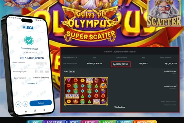 ALOHA4D JACKPOT SLOT GATES OF OLYMPUS SUPER SCATTER Rp15.000.000,- LUNAS